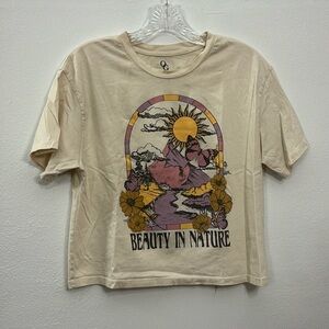 Organic Generation Cropped Graphic Tee Shirt - Cream